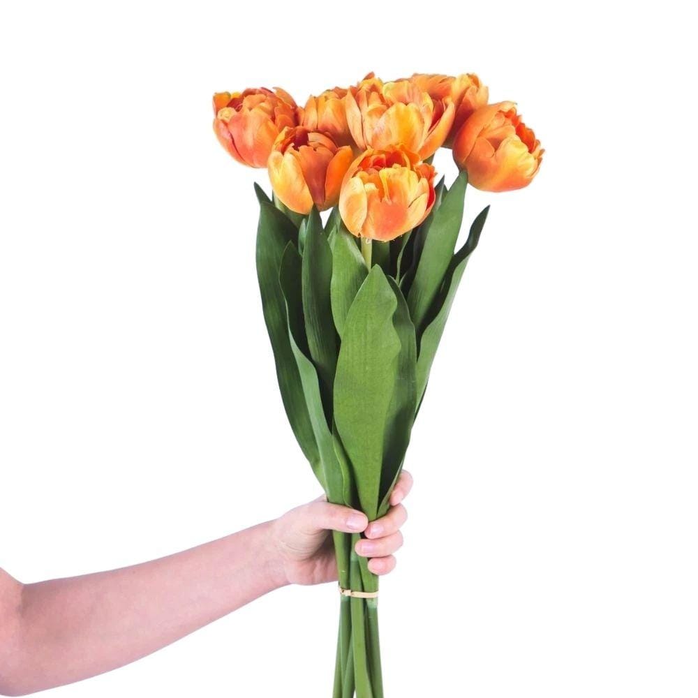 Arleta Künstlicher Oranger Tulpenstrauß 58,4 cm x 20,3 cm (8er-Set)