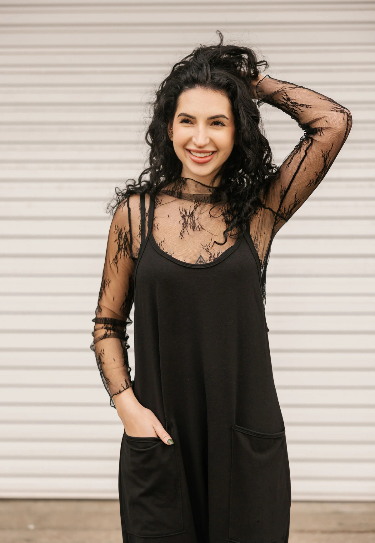 Abigael Romper in Midnight Black