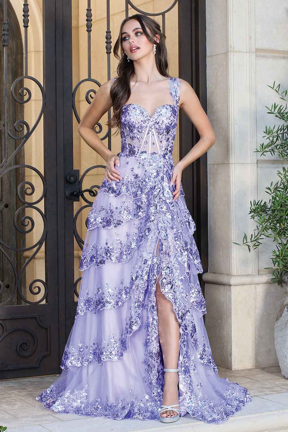 TIERED RUFFLE A LINE DRESS