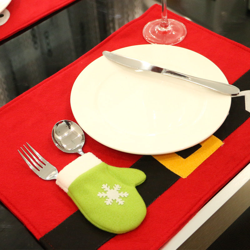 Christmas Table Mat - Holiday Placemat with Cutlery Holder