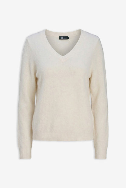 Women's Soft Brushed-Knit V-Neck Sweater with Long Sleeves