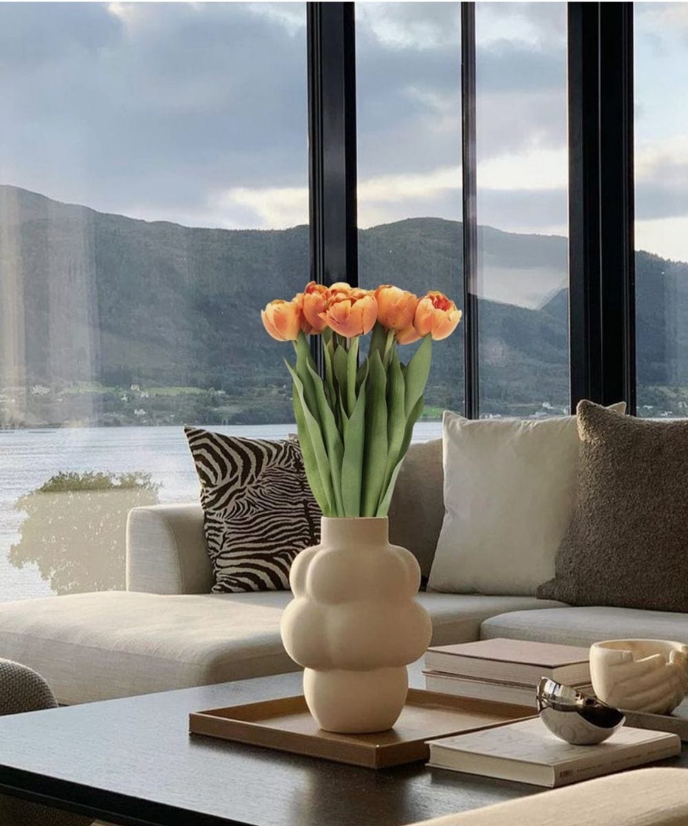 Arleta Künstlicher Oranger Tulpenstrauß 58,4 cm x 20,3 cm (8er-Set)