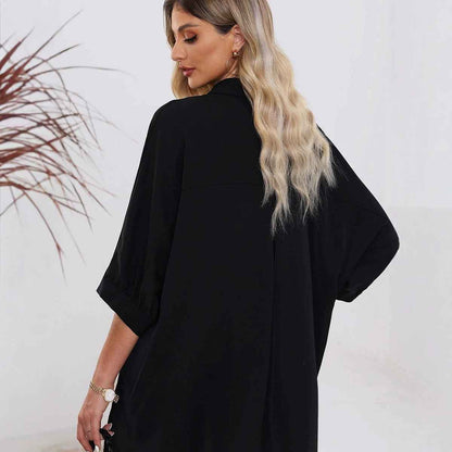 Women's Summer Solid-Color Casual Button-Up Shirt