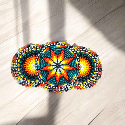 Green Native American Beaded Barrettes