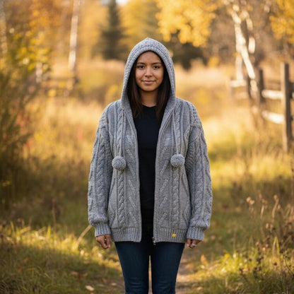Grey Cayambe Alpaca Cable Knit Sweater