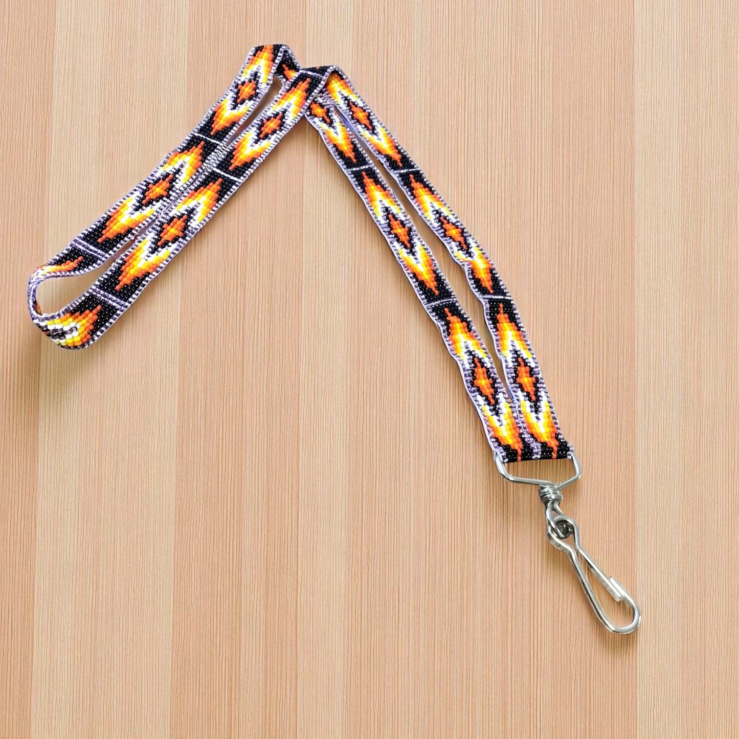 Purple black black  Native Beaded Lanyard
