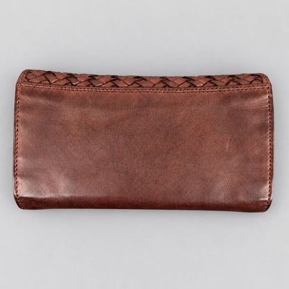 MET Women’s Leather Basket Weave Wallet. Artisan Woven Multi-Card Organizer