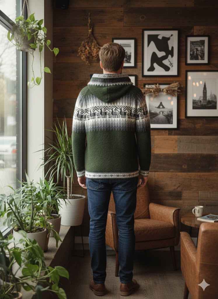 Unisex Light Green Alpaca Sweater