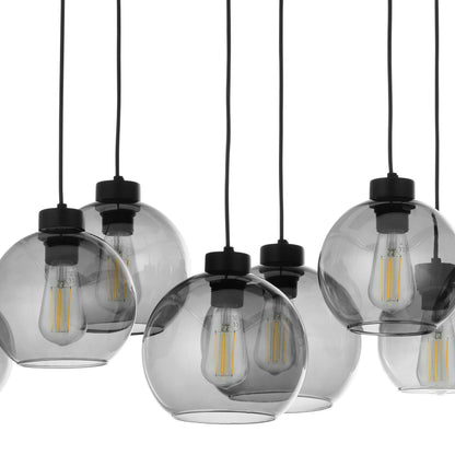 CUBUS Graphite Glass Scandinavian Pendant Light Fixture for Kitchen Island, Dining Room & Living Room (8-Light) - AURABAGS SHOP