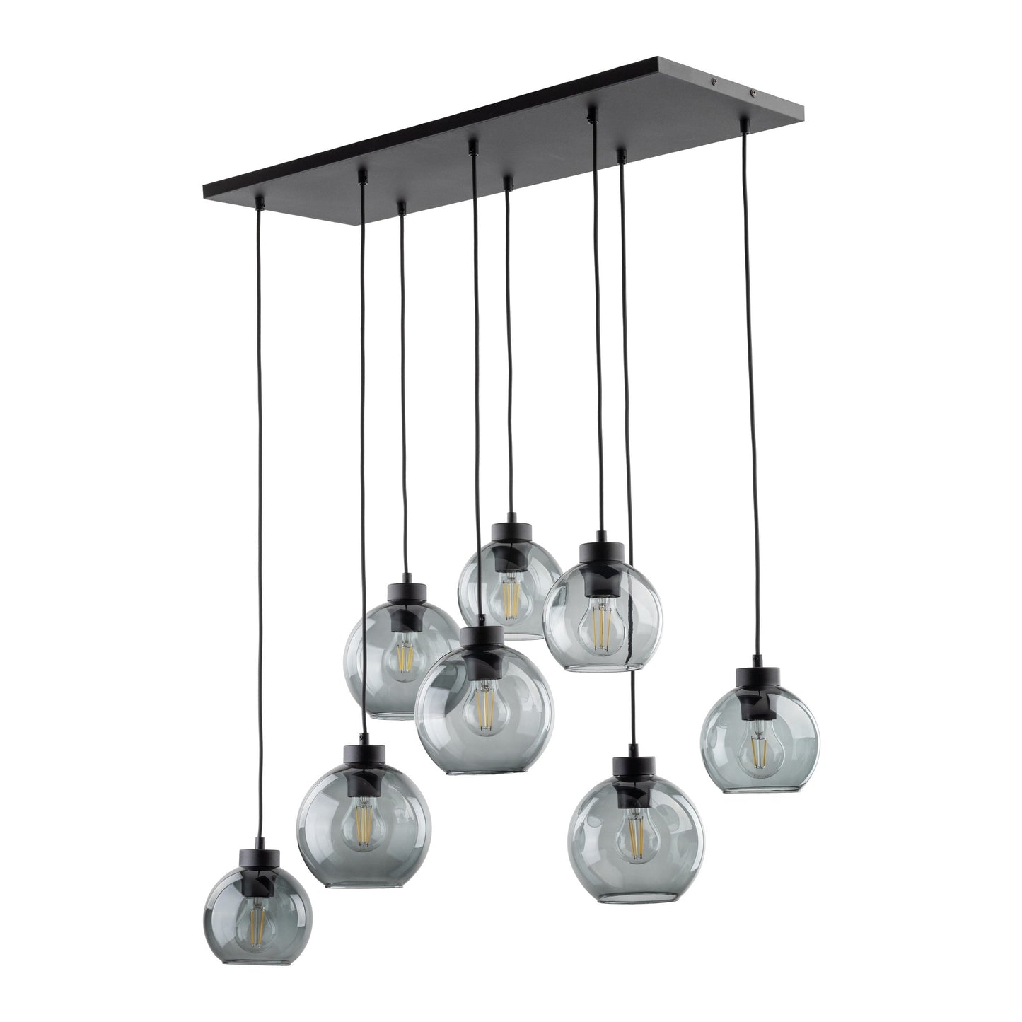 CUBUS Graphite Glass Scandinavian Pendant Light Fixture for Kitchen Island, Dining Room & Living Room (8-Light) - AURABAGS SHOP