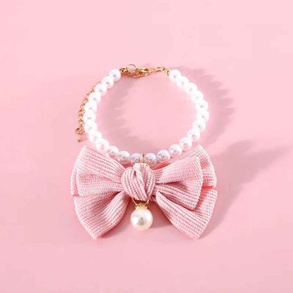 Babygirl Bow Dog Necklace | Pearl Bow Pet Collar