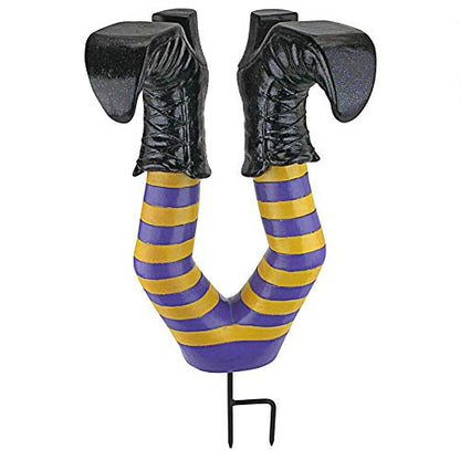 Design Toscano Crash Landing Wicked Witch Legs Halloween Garden Stake Statue, 42 cm, Polyresin,