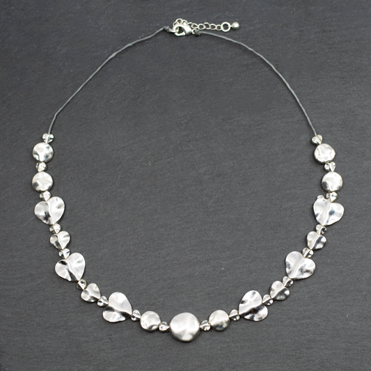 Silver Plate Beaten Heart Necklace