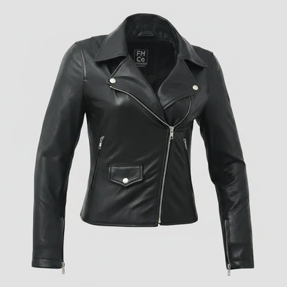 Women’s Lightweight Leather Fashion Jacket | Soft Naked Cowhide Casual Moto Style