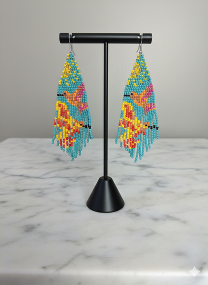Turquoise Sky Dancer Beaded Earrings