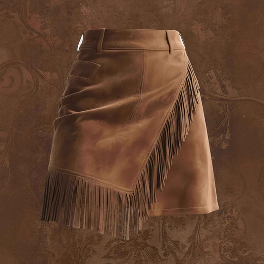 Womens Retro Western-Style Suede-Like Casual Skirt