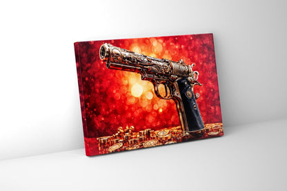 Wandkunst – Gewehr & Geld – Leinwanddruck – Pop Art