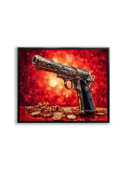 Wandkunst – Gewehr & Geld – Leinwanddruck – Pop Art