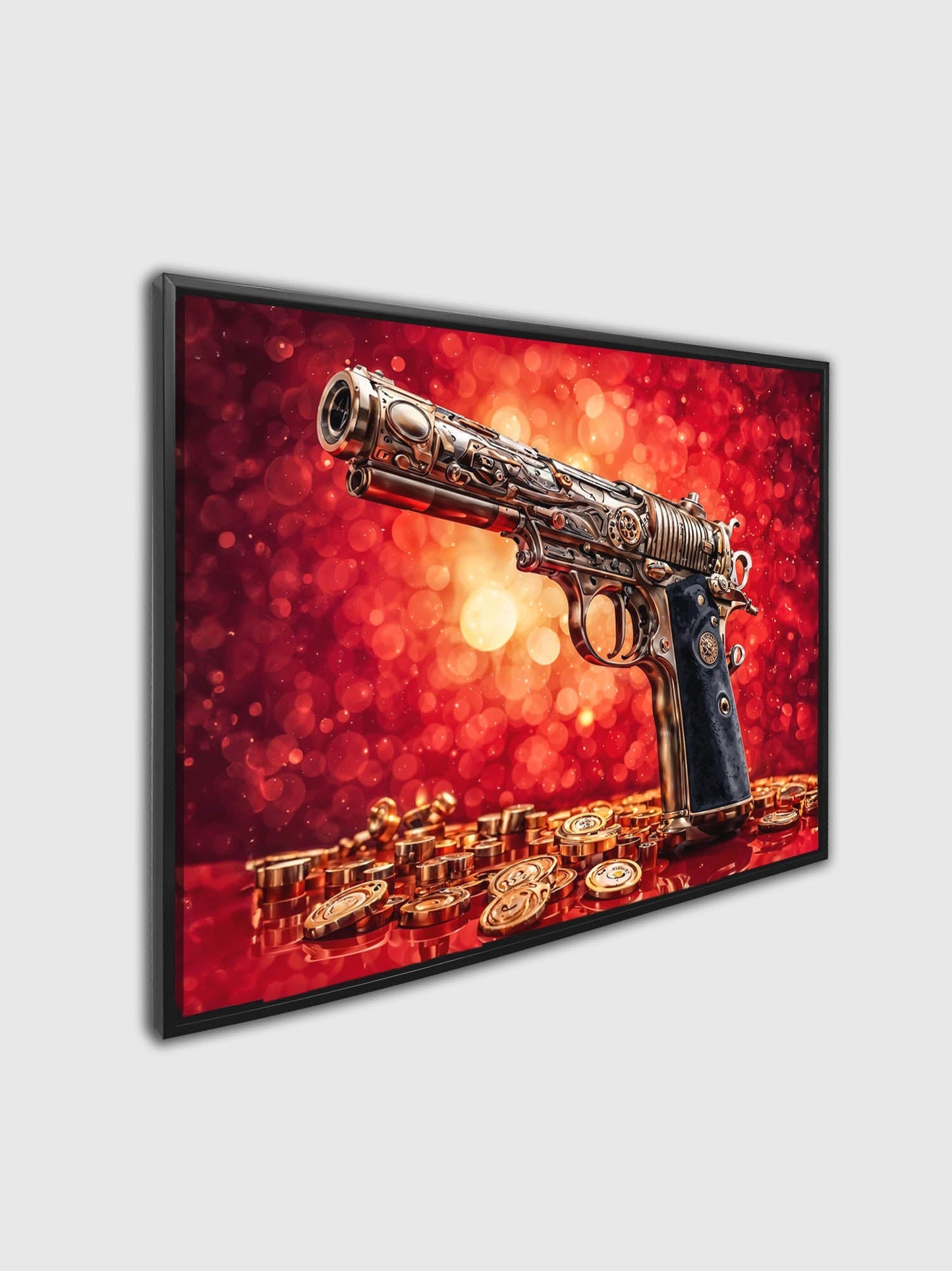Wandkunst – Gewehr & Geld – Leinwanddruck – Pop Art
