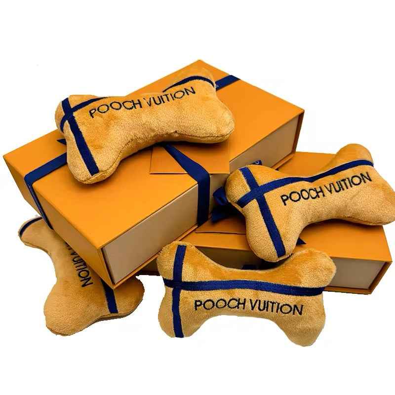 Pooch Vuition Dog Bone Toy | Plush Dog Toy