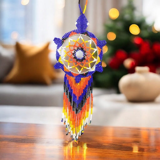 Blue and Red Tribal Beaded Dreamcatcher