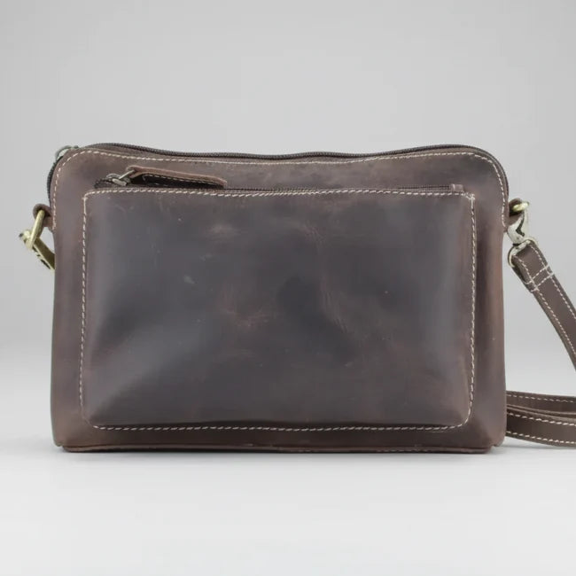 Hunter Leather Front Pocket Crossbody Bag