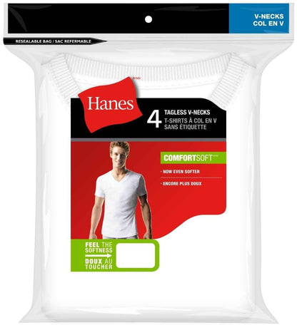 Hanes Men's Comfortsoft 4 Pack FreshIQ Cotton V-Neck T-Shirt, White, 3XL 🍁 All In One Marketplace Canada