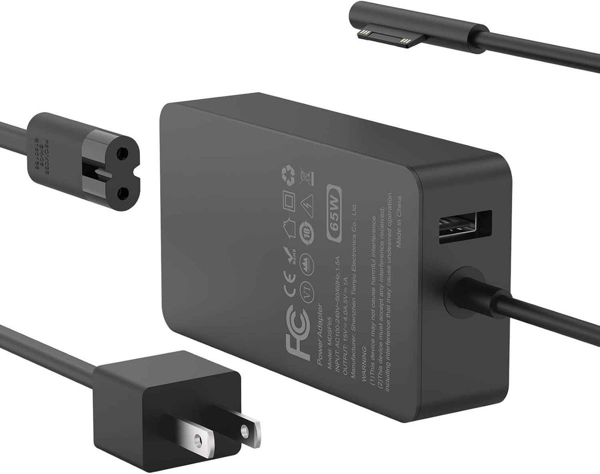 IFEART 65W Laptop Charger Compatible with Surface Pro 11/10/ 9/8/ 7+/ 7/6/ 5/4/ 3/ X, Power Adapter for Surface Laptop 7/6/5/4/3/2/1, Book 3/2/1, Go Tablet, Support 44W, 36W, 10FT 🍁 All In One Marketplace Canada