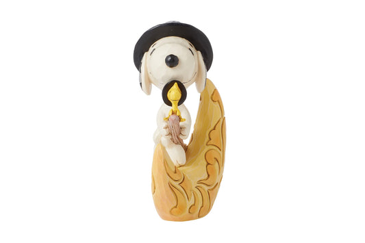 Enesco Peanuts by Jim Shore Halloween Snoopy and Woodstock Witches on Moon Figurine, 5.91 Inch, Multicolor