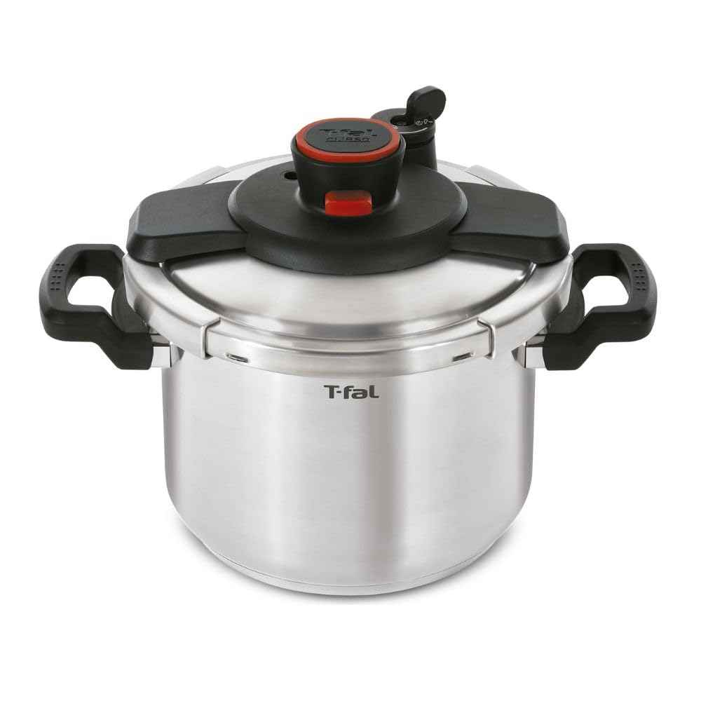 T-fal Clipso Stainless Steel Pressure Cooker, 6 Qt, Secure Locking System, One Hand System, Silver, Induction Compatible, Pressure Canner, Includes Recipe Book, Cookware 🍁 All In One Marketplace Canada