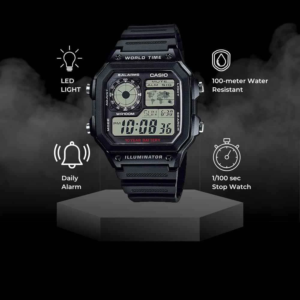 Casio Men's Classic Japanese-Quartz Watch with Resin Strap, Black, 21 (Model: AE1200WH-1A) 🍁 All In One Marketplace Canada