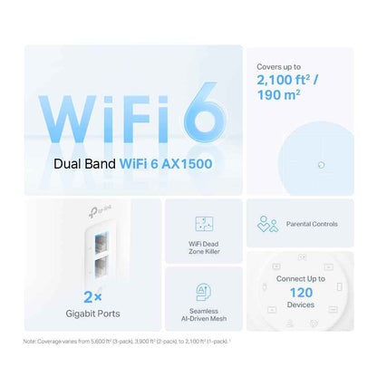 TP-Link AX1500 Dual-Band WiFi 6 Mesh System Deco X10 (2-Pack) - Supports Internet Plans up to 1.5 Gbps, Covers up to 3,900 Sq. Ft., 2X Gigabit Ports per Unit, AI Mesh, Parental Controls 🍁 All In One Marketplace Canada