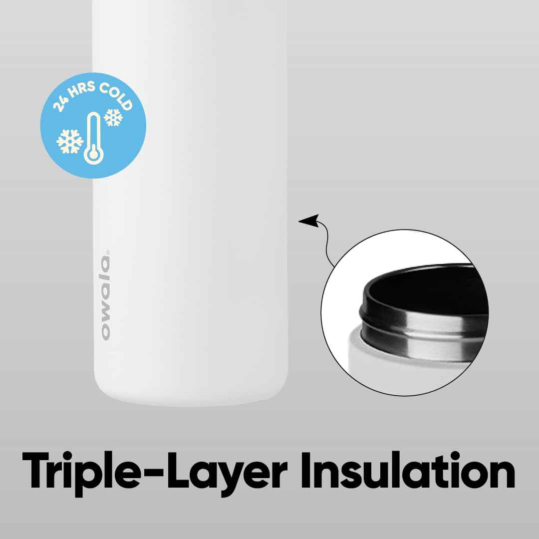 Owala FreeSip Insulated Stainless Steel Water Bottle with Straw for Sports and Travel, BPA-Free, 40-oz, Shy Marshmallow 🍁 All In One Marketplace Canada