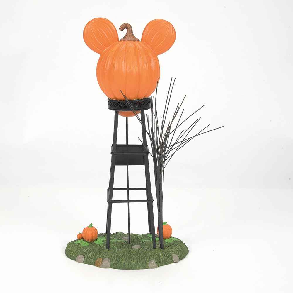 Department 56 Disney Village Halloween Pumpkintown Accessories Mickey Mouse Water Tower Figurine, 12.01 Inch, Multicolor