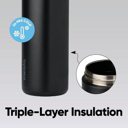 Owala FreeSip Insulated Stainless Steel Water Bottle with Straw, BPA-Free Sports Water Bottle, Great for Travel, 40 Oz, Very, Very Dark 🍁 All In One Marketplace Canada