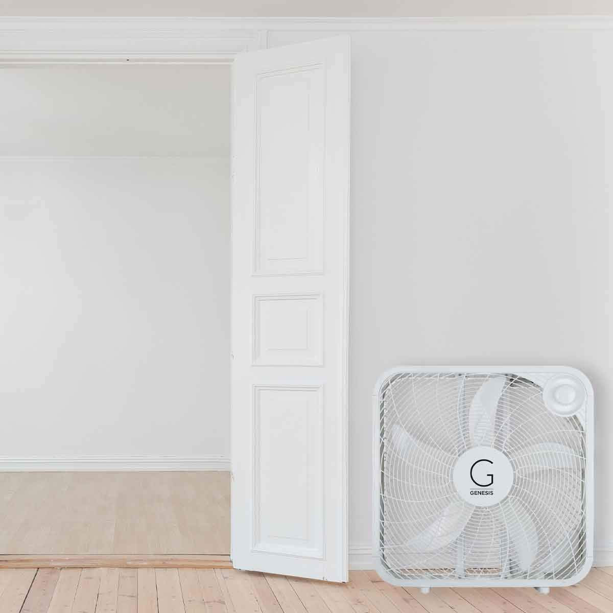 Genesis 20" Box Fan, 3 Settings, Max Cooling Technology, Carry Handle, White (G20BOX-WHT) 🍁 All In One Marketplace Canada