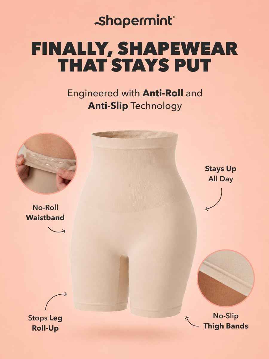 Shapermint High Waisted Body Shaper Shorts - Shapewear for Women Tummy Control Small to Plus-Size Nude Small 🍁 All In One Marketplace Canada