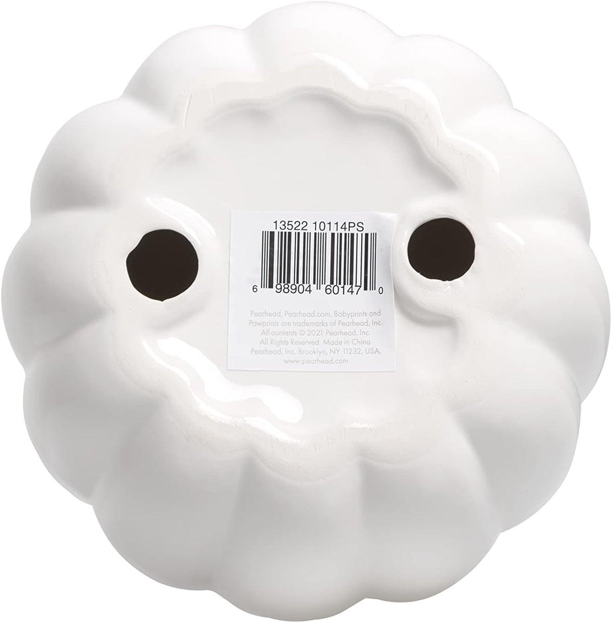 Pearhead White Ceramic Pumpkin, Home Fall Décor, Modern Holiday Home Decor, Trendy Halloween Decorations, White, Small