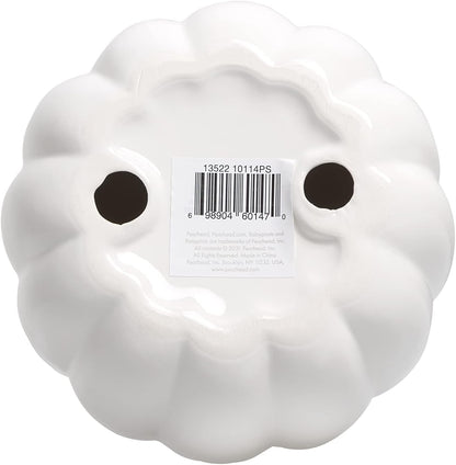 Pearhead White Ceramic Pumpkin, Home Fall Décor, Modern Holiday Home Decor, Trendy Halloween Decorations, White, Small