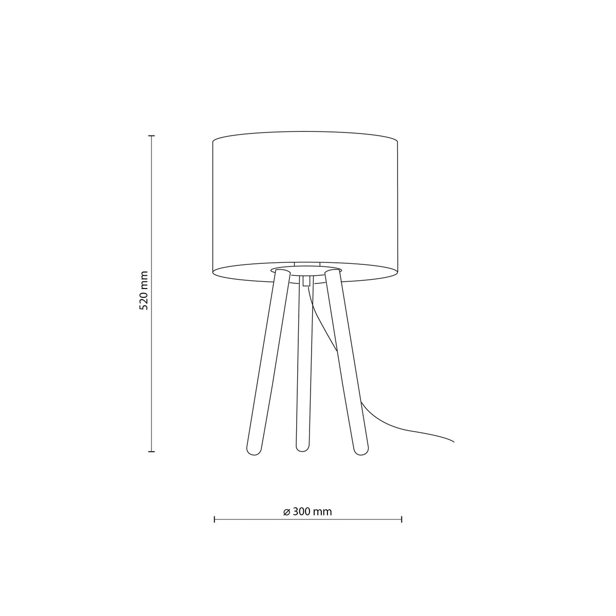 TOKYO Natural Linen & Wood Tripod Table Lamp for Bedroom & Nightstand