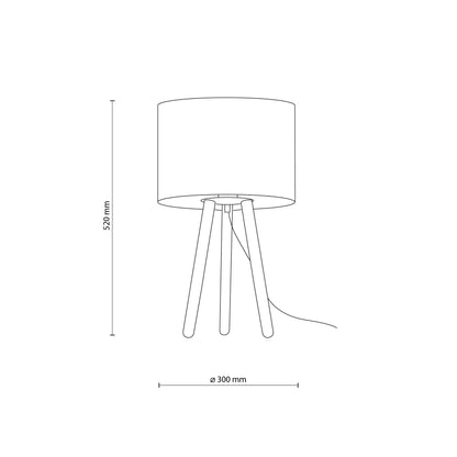 TOKYO Natural Linen & Wood Tripod Table Lamp for Bedroom & Nightstand