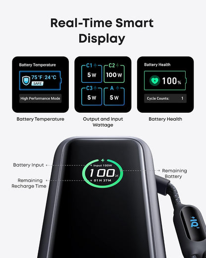 Anker Laptop Power Bank, 25,000mAh Portable Charger with Triple 100W USB-C Ports, Built-in Retractable Cables, Flight-Approved for Travel, iPhone 17/16 Series, MacBook, Samsung, and More 🍁 All In One Marketplace Canada