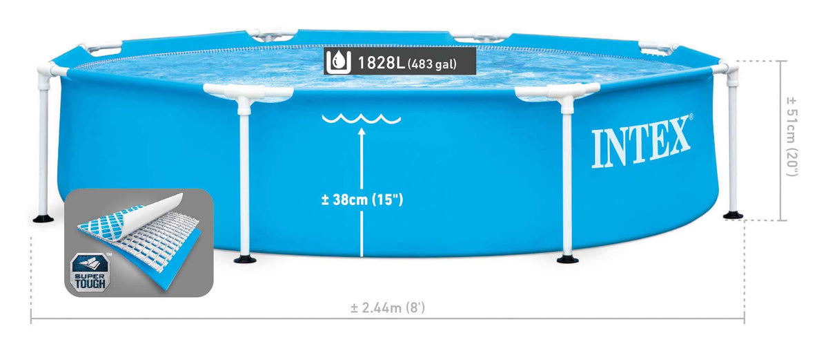 INTEX 28205EH Metal Frame Above Ground Swimming Pool: 8ft x 20in – Puncture-Resistant Material – Easy Assemble – Rust Resistant – 483 Gallon Capacity 🍁 All In One Marketplace Canada
