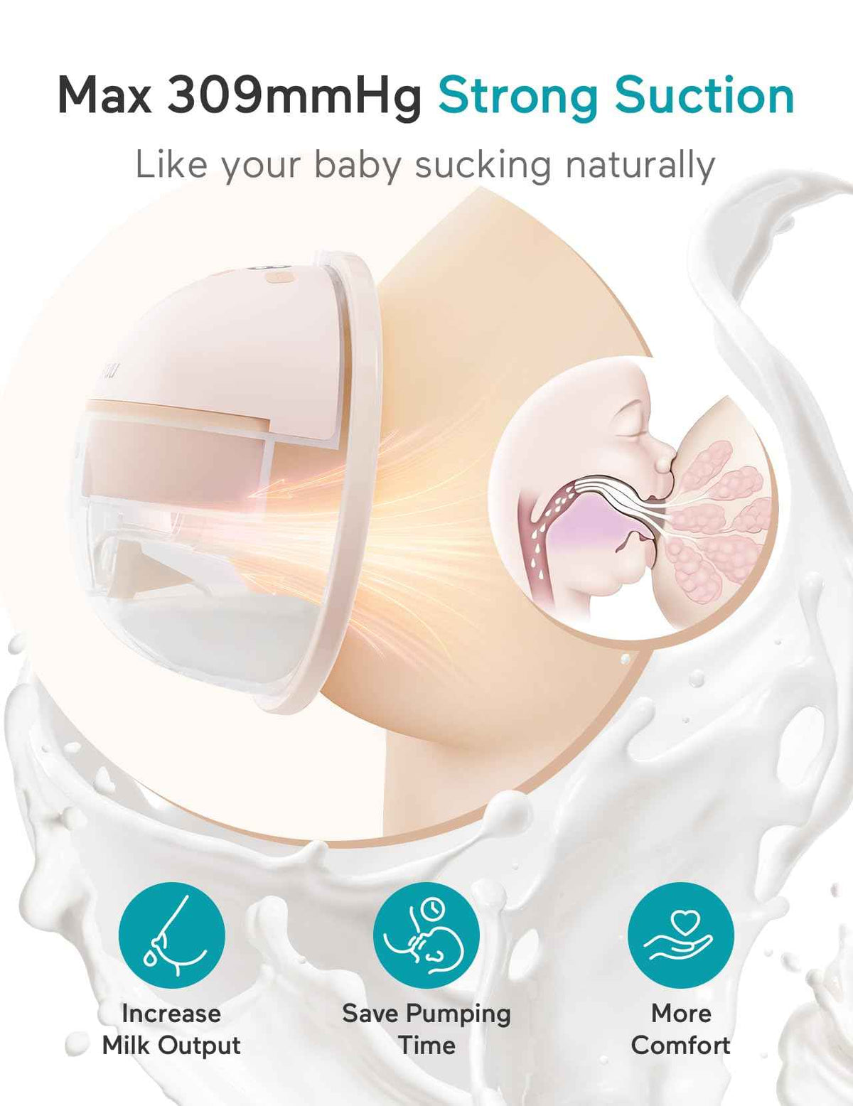 Paruu P16 Wearable Breast Pump, Hands-Free Portable Electric Breast Pump with 4 Modes & 12 Suction Levels, 309mmHg Max Powerful Suction, 19/21/24mm Flange Inserts, Wireless Breastfeeding Pump, 2 Pack 🍁 All In One Marketplace Canada