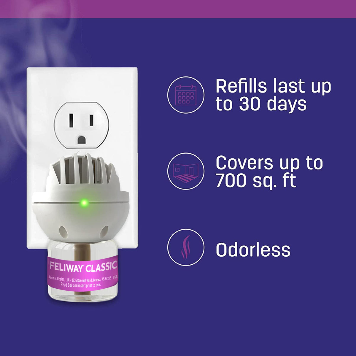 FELIWAY Classic Starter Kit, Promotes Calmness in Cats & Kittens, VHP Registered NN.P4B8, includes 1 Diffuser and 1 Refill, Lasts 30 Days, Cat Calming Pheromones, 48ml 🍁 All In One Marketplace Canada