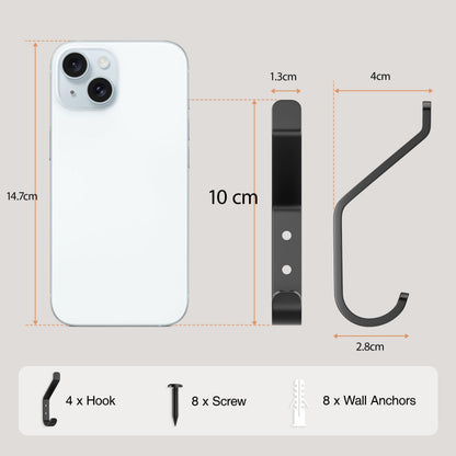 susswiff 10-Pack Coat Hook for Hanging, 10KG (Max), Stainless Wall Hooks for Towel, Hat, Backpack, Key, Clothes, Wall Mounted Coat Hanger for Closet, Black 10 CM 🍁 All In One Marketplace Canada