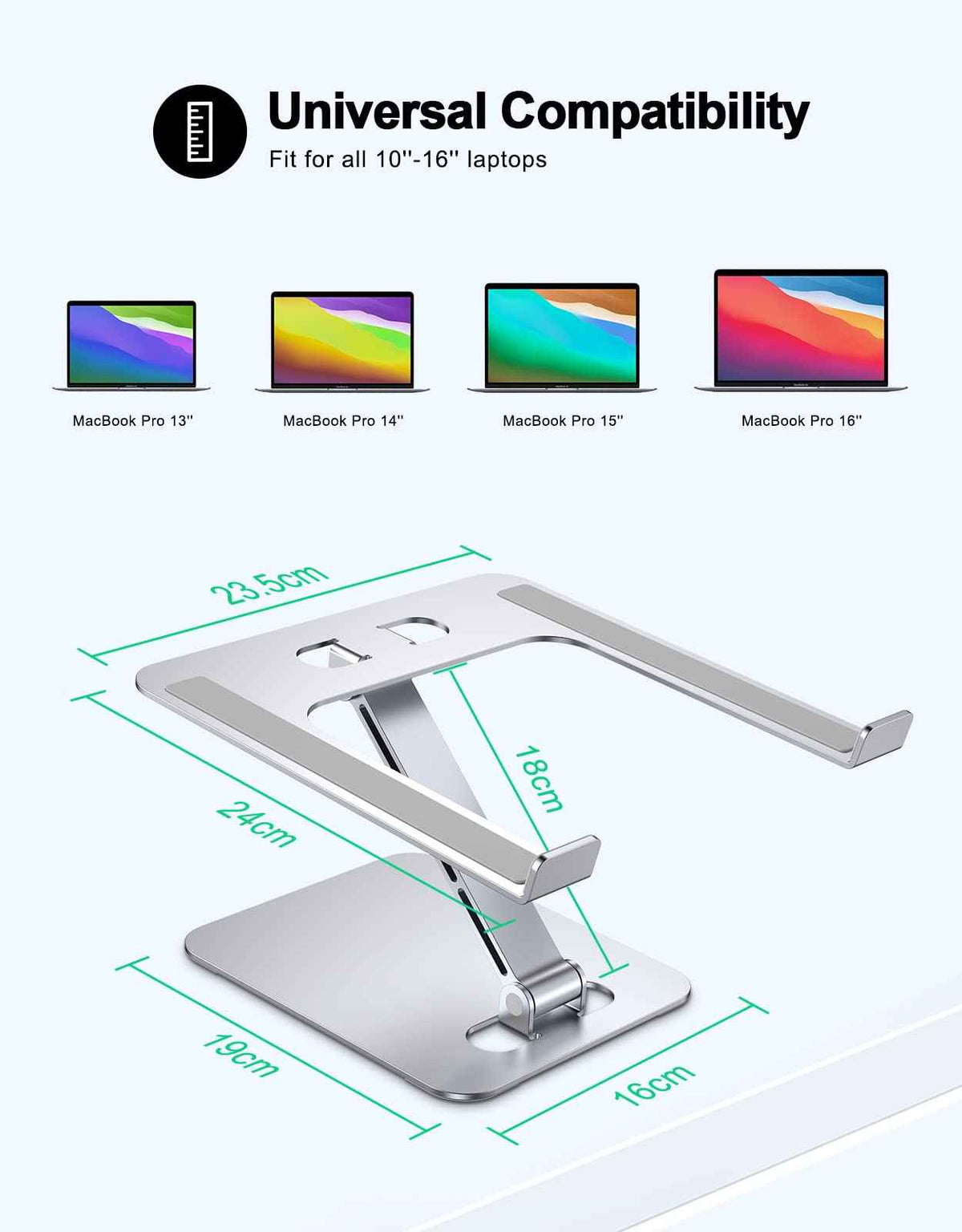 Zewwen Laptop Stand for Desk, Ergonomic Adjustable Foldable Computer Stand with Heat-Vent, Aluminium Alloy Laptop Riser Compatible with MacBook Air, Pro, Dell XPS, Samsung, 10”-16" 🍁 All In One Marketplace Canada