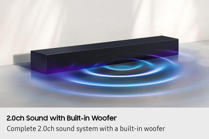 Samsung Sound Bar, HW-B400F/ZC, 2.0 Channel, 140 watts, Dolby Digital, DTS, Bluetooth, HDMI ARC