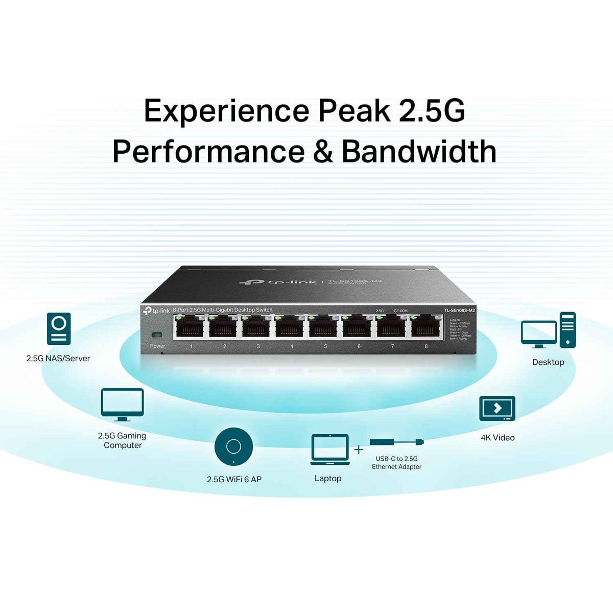 TP-Link TL-SG108S-M2 | 8-Port 2.5G Multi-Gigabit Unmanaged Network Switch, Ethernet Splitter | 2.5G Bandwidth | Plug & Play | Desktop/Wall-Mount | Fanless Metal Design | Limited Lifetime Protection 🍁 All In One Marketplace Canada