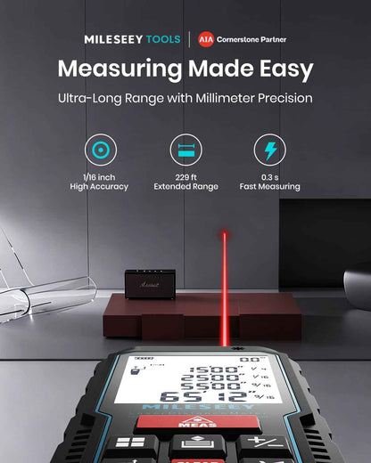 229Ft Laser Measure Device, Mileseey Digital Laser Tape Measure with Upgraded Electronic Angle Sensor, ±2mm Accuracy, Area Measurement,Volume and Pythagoras, Backlit LCD,Mute, Battery Included 🍁 All In One Marketplace Canada